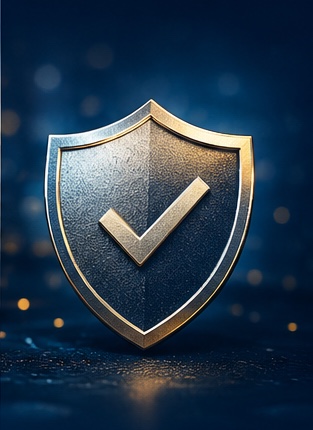 Premium shield with checkmark representing professional standards and lasting success.